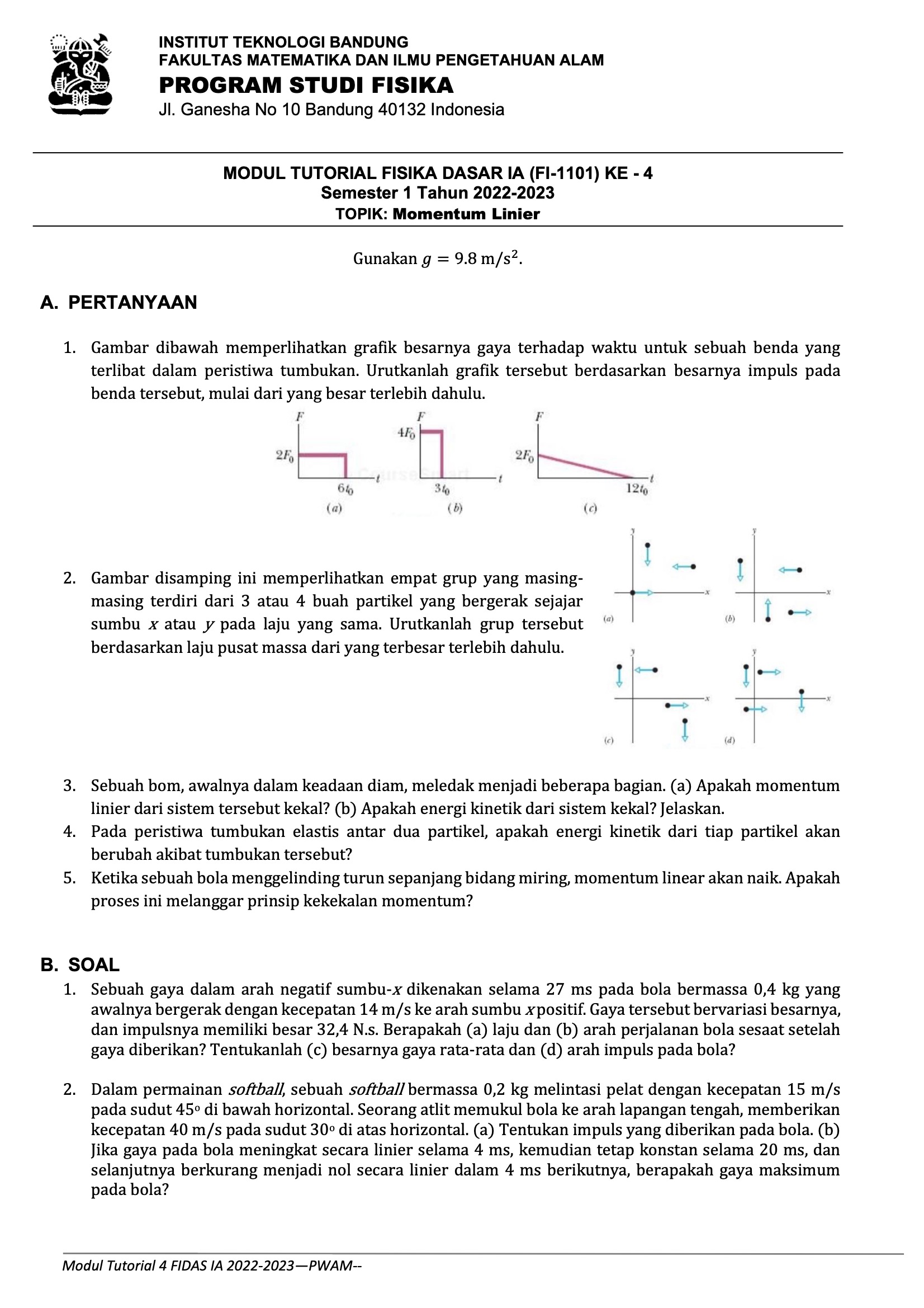 Tutorial Modul 4 Fisika 1A ITB Tahun 2022-2023 | MES Consulting